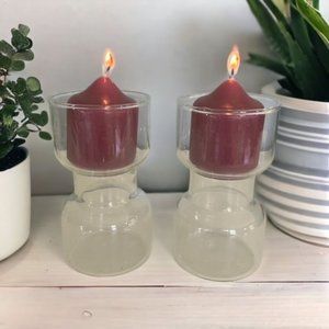 Vintage Pyrex glass  un-candle 5" floating candle holders - set of 2